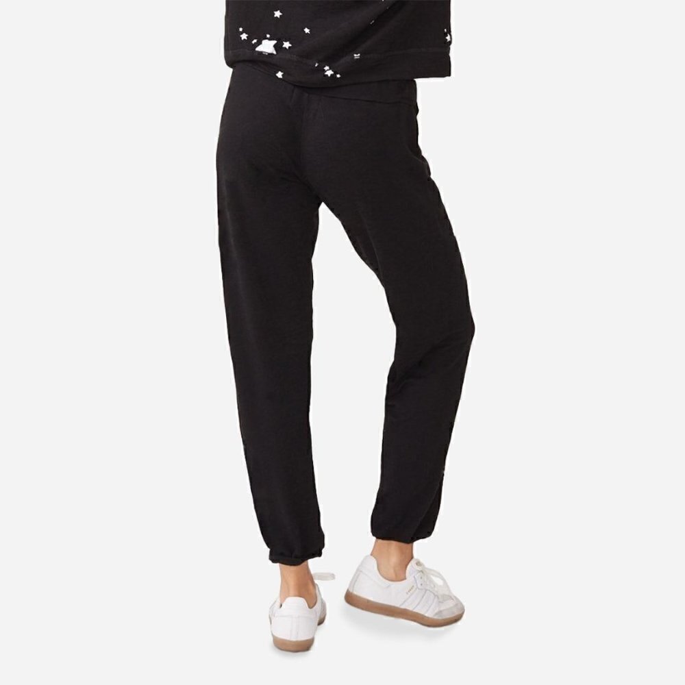 New Monrow Supersoft Vintage Drawstring Waist Black Jogger Sweatpants NWT Large - Picture 2 of 10
